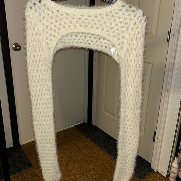 White Knit Cropped Sweater Shrug - Picture 1 of 2